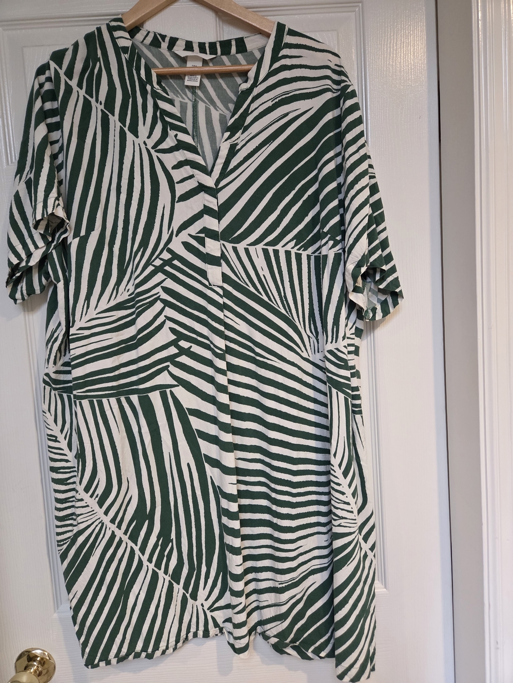 H&M Green Palm Print Viscose Tunic Dress XL